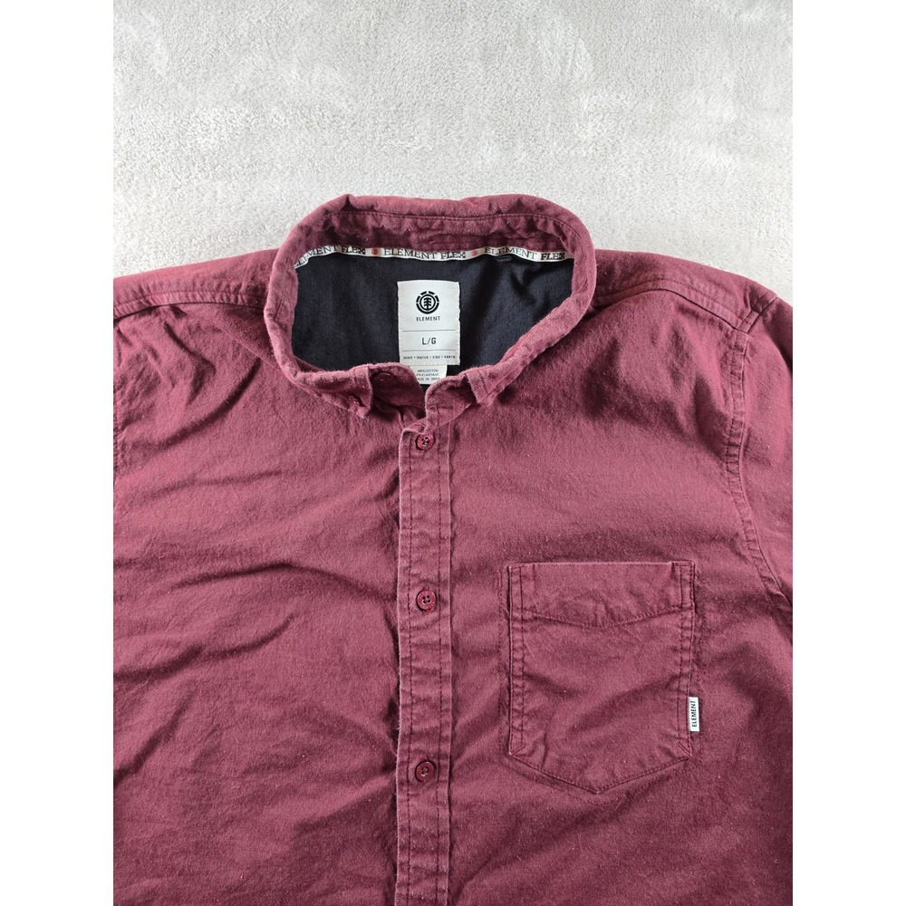Element Flex Button Down Shirt Mens Large L Maroon Long Sleeve Skate‎ Surf